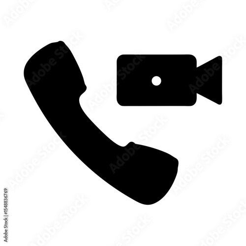 Icon indicating video call or video conferencing availability for telephone communication