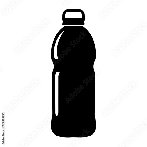 Simple black vector silhouette of a plastic bottle on a white background