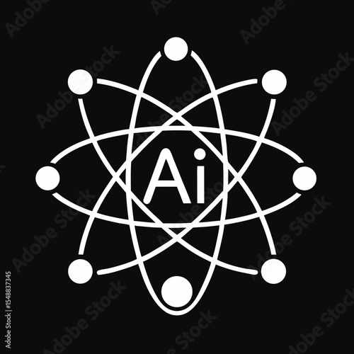 atom on blue background