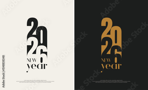 Concept of numbers 2026 for New Year 2026 symbols and signs. Happy New Year 2026 square template. Numbers logo 2026