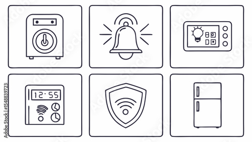 Smart Home Icon Set Appliances, Security, and Automation