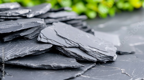 Geometric Slate Stone Patterns: Closeup of Grey and Black Rock Texture