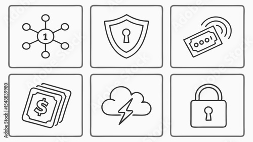 Secure Online Payments Network, Protection, and Transaction Security Icons