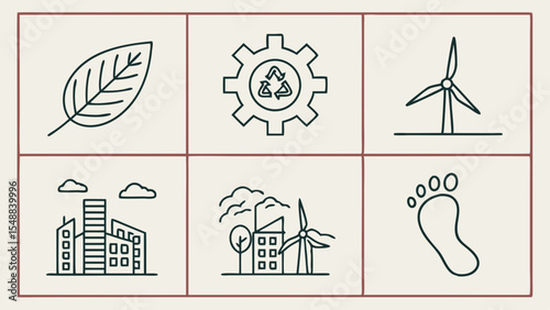 Sustainable City Icons Eco-Friendly Design Elements for Green Initiatives