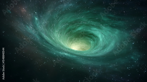 Green energy swirl in deep space illustration