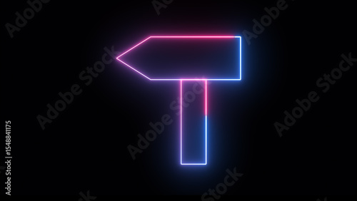 Neon sign board icon animation. Abstract directional neon arrow icon. Signpost icon symbol illustration.