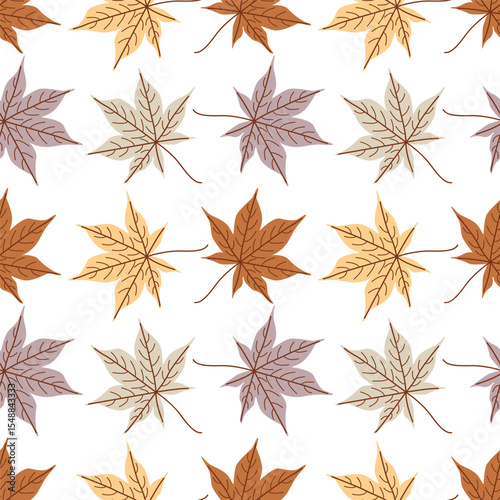 Seamless Autumn Maple Leaf Pattern in Warm Fall Colors for Fabric, Wallpaper and Seasonal Decor