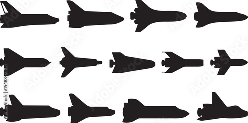 Space Shuttle Silhouette Collection Vector Illustration in Various Styles