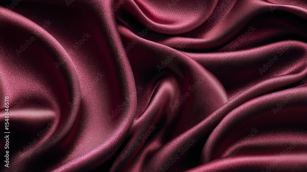 Fototapeta premium Luxurious draped burgundy silk fabric with elegant glossy texture