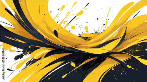 Abstract grunge vector background with orange and yellow waves and textured design elements