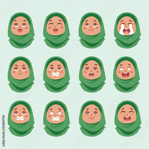 Hijab kids expression Green 