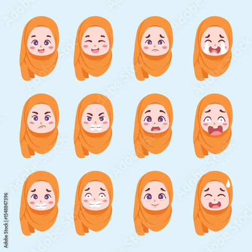 Hijab kids expression orange 
