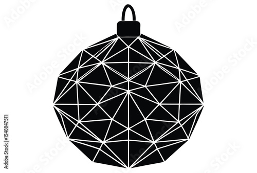Low Poly Christmas Ornament Silhouette Vector Illustration for Festive Decorations
