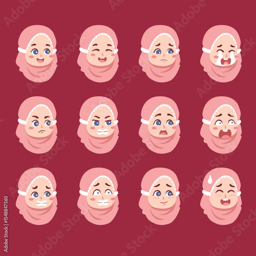 Hijab kids expression pink 