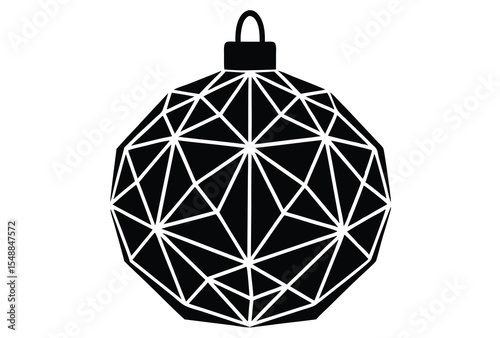 Low Poly Christmas Ornament Silhouette Vector Illustration for Festive Decorations