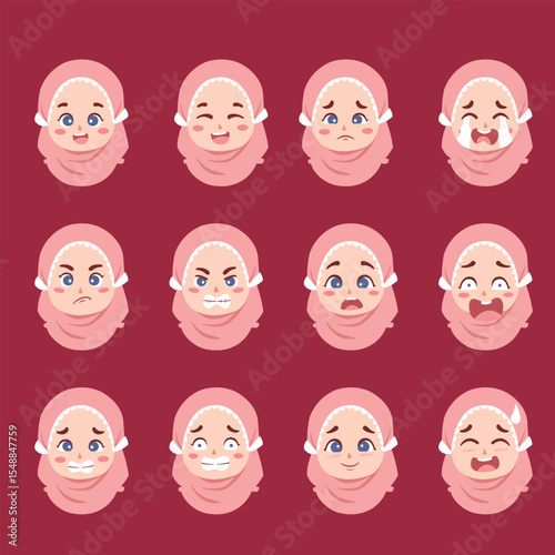 Hijab kids expression pink 