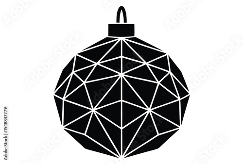 Low Poly Christmas Ornament Silhouette Vector Illustration for Holiday Design