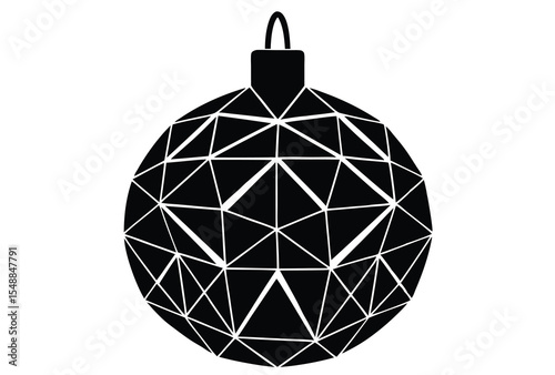 Low Poly Christmas Ornament Silhouette Vector Illustration for Holiday Design