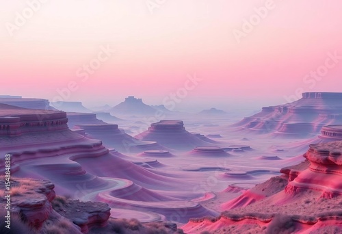 Minimalist panoramic view of a surreal, futuristic, zen-like landscape ,  contemporary art, empty