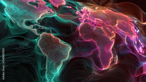 A world map with glowing connections between different countries, symbolizing global connectivity and the flow of information across continents