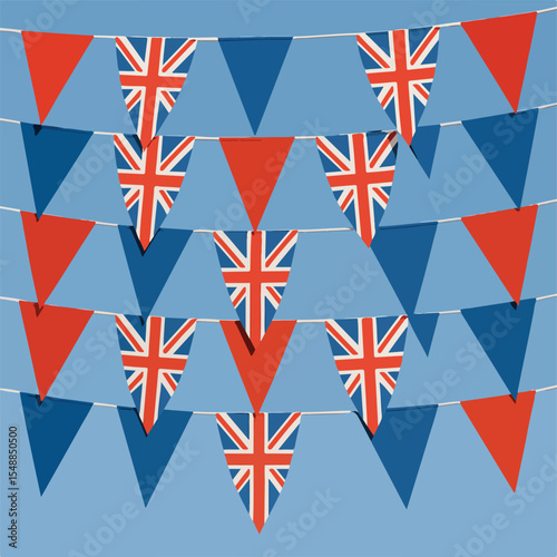 Vibrant Bunting Red, White, and Blue Triangular Flags