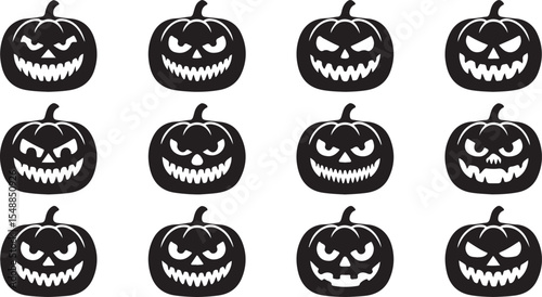 Jack O Lantern Silhouette Vector Illustration Halloween Carved Pumpkin