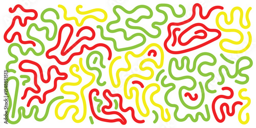 Fun colorful line doodle seamless pattern. Creative minimalist style art background for children or trendy design with basic shapes. Simple childish scribble backdrop. Vector stock background in eps10