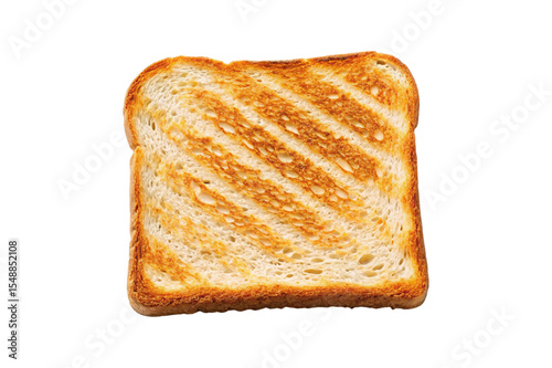 Golden toasted bread slice isolated on transparent background