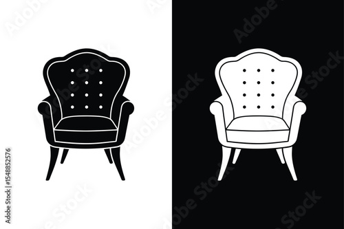 Modern Accent Chair Silhouette Collection. Vector Illustration Art