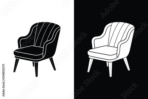 Black and White Accent Chair Silhouette for Home Decor Projects