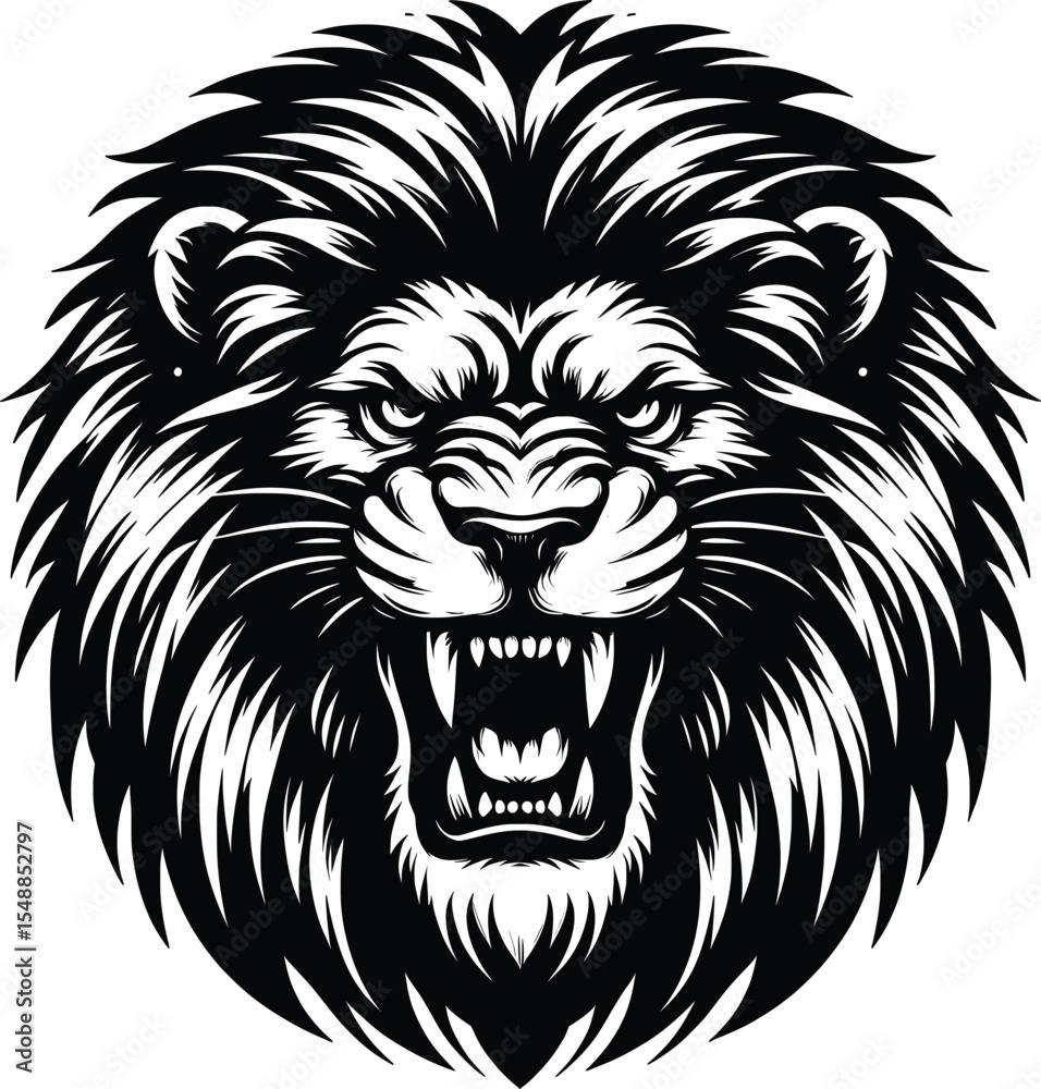 Fototapeta premium Angre Lion Face Silhouette Bundle, lion king, lion king svg, lion king head svg