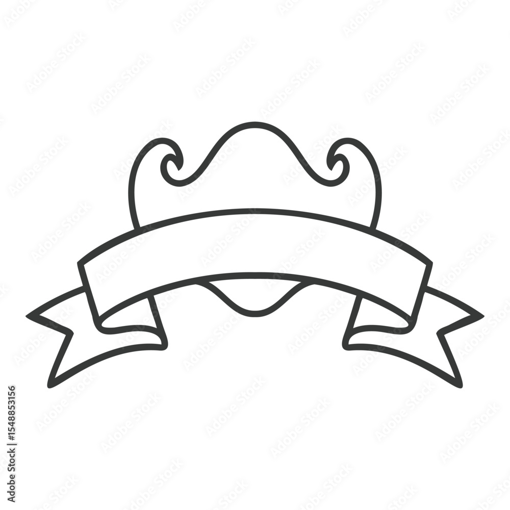Elegant Curved Banner Ribbon Line Art Vector Elegant Curved Banner Ribbon Line Art Vector