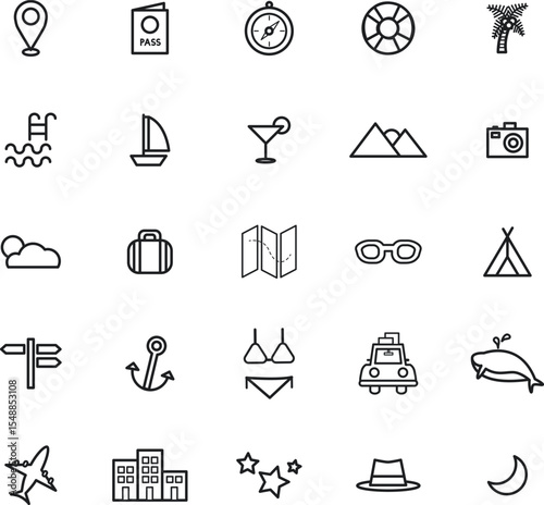 Navigation UI icon set for route planning and maps