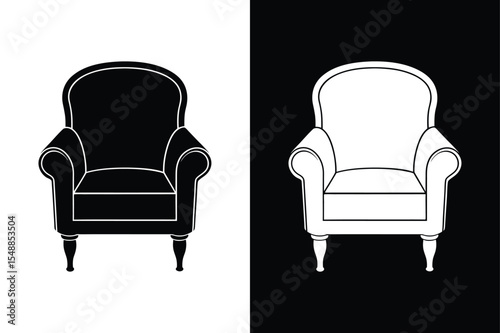 Armchair Silhouette Vector Icon. Modern Furniture Illustration