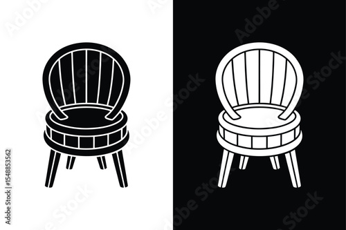 Barrel Chair Vector Icon. Clean Silhouette Design Illustration