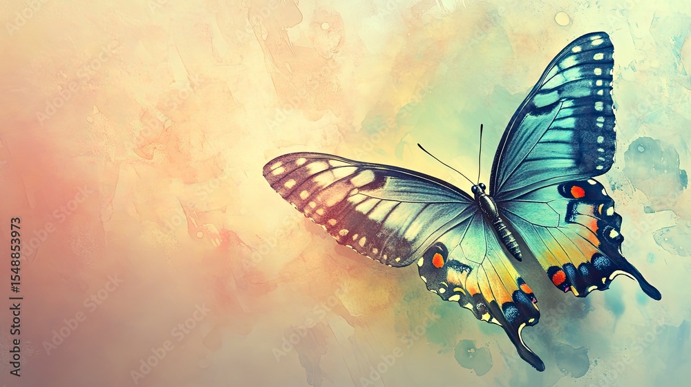Obraz premium Delicate butterfly, soft colors, artistic background