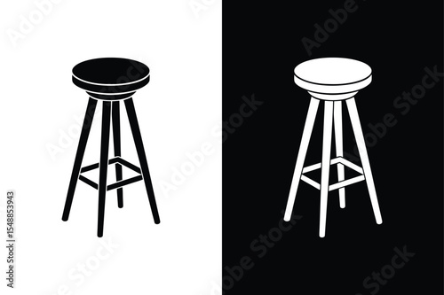Elegant Bar Stool Silhouette Vector for Creative Design Projects