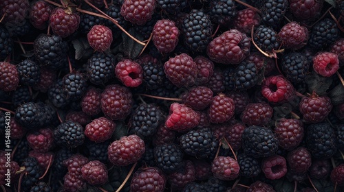 Vibrant Gathering of Wild Black Raspberries: Fresh Bounties from the Forest