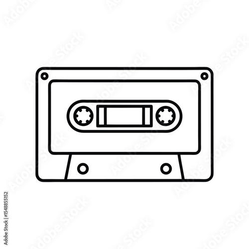 Retro Cassette Tape Line Art Vector Doodle