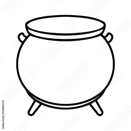 Witches Cauldron Pot Line Art Vector Doodle