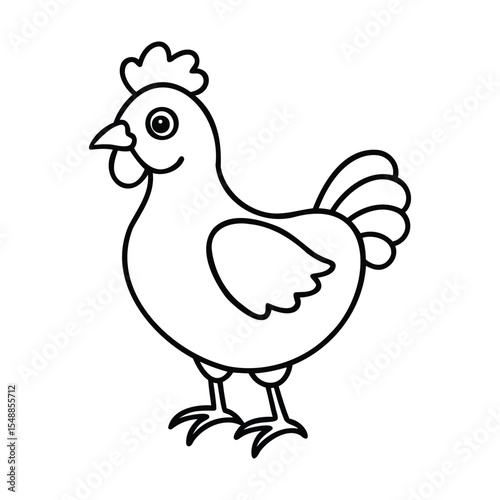 Chicken Hen Line Art Vector Doodle