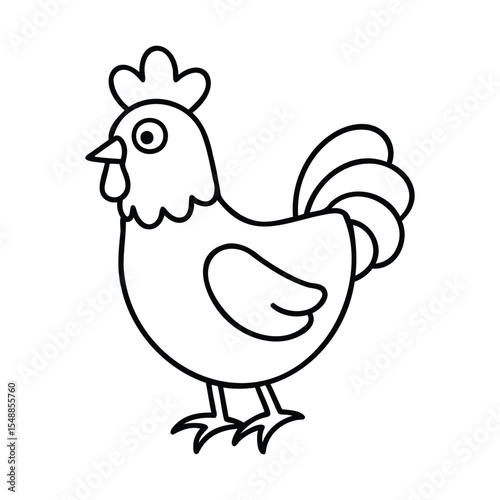 Chicken Hen Line Art Vector Doodle