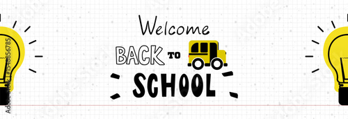 School bus and invitation welcome back to school.