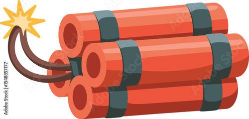 Cartoon Dynamite Sticks with Fuse Ready to Explode