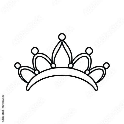 Elegant Princess Crown Line Art Vector Doodle