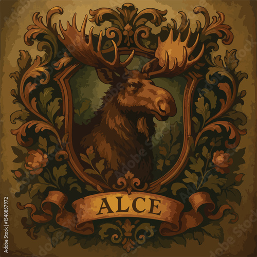 Majestic Moose Portrait, Wildlife Illustration, Nature Art, Vintage Style, Traced Design