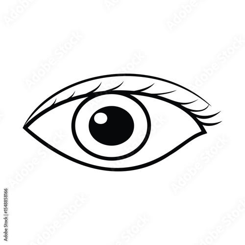 Human Eye Front View Line Art Vector Doodle