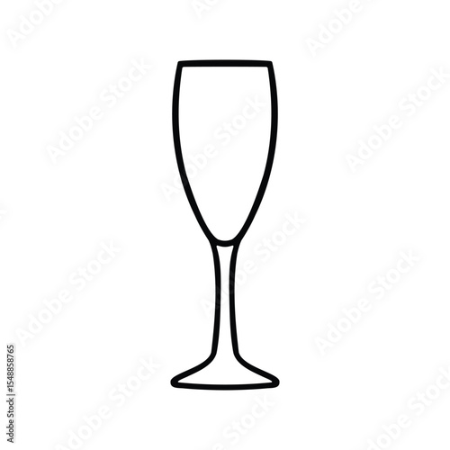 Champagne Flute Glass Line Art Vector Doodle