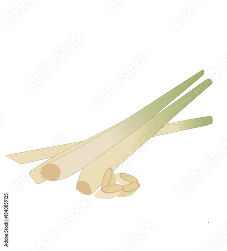 Herbal leaves concept. Lemongrass inscription.