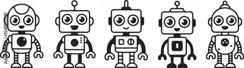 Robot Character Collection Vector Art Cute Automation Android Machine Icons